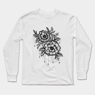 Black and white chandelier floral sketch Long Sleeve T-Shirt